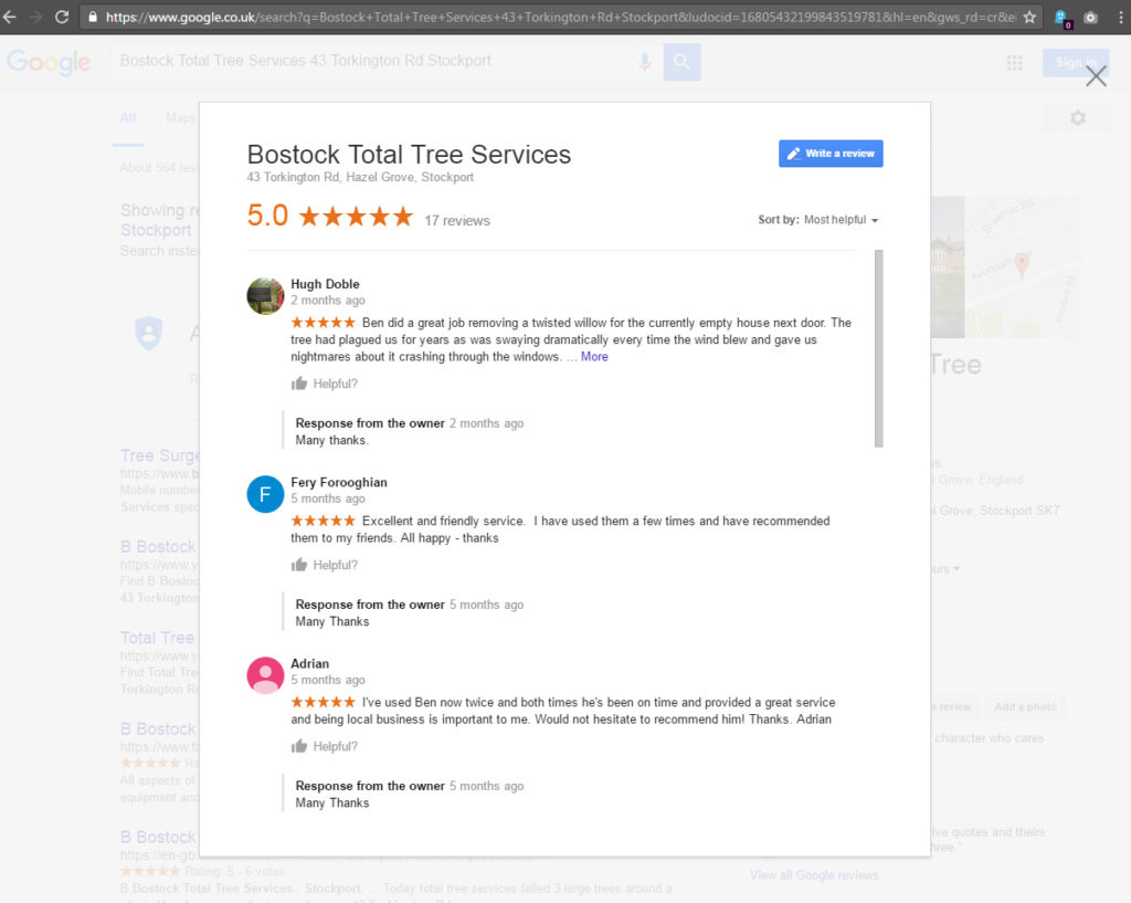 Add a Review for a Stockport Tree Surgeon